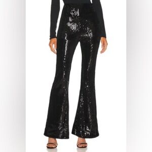 NBD x Marianna Hewitt Maeve Pant in Black high waist Sequin Flare sz Medium